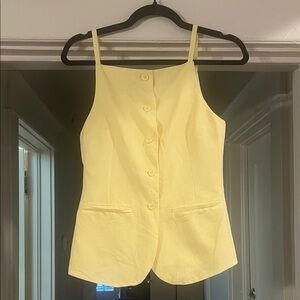Zara Pale Yellow Sleeveless Button Tank
